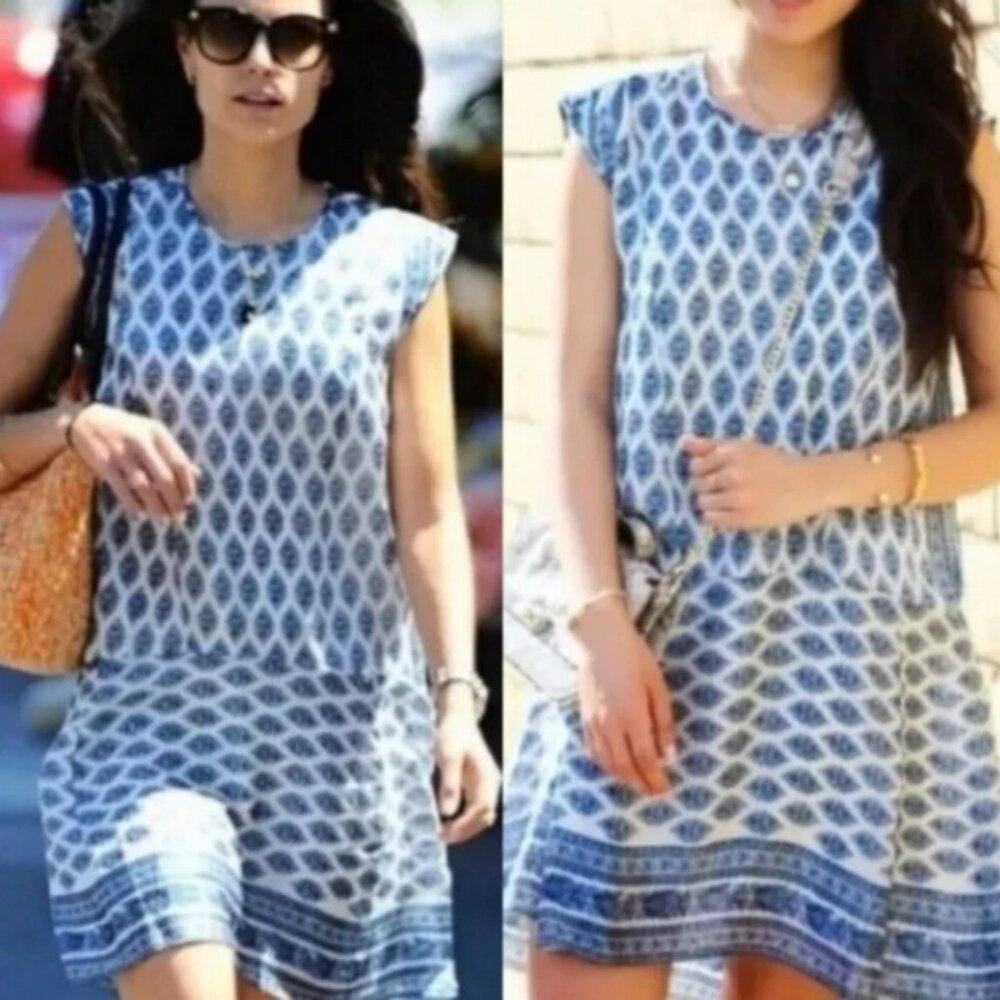Madewell Skyscape Diamond Floral Paisley Blue Dress XS